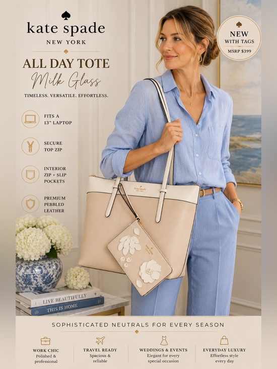 kate spade Handbags - kate spade NEW All Day Tote in Milk Glass | Leather with Color Block MSRP $399
